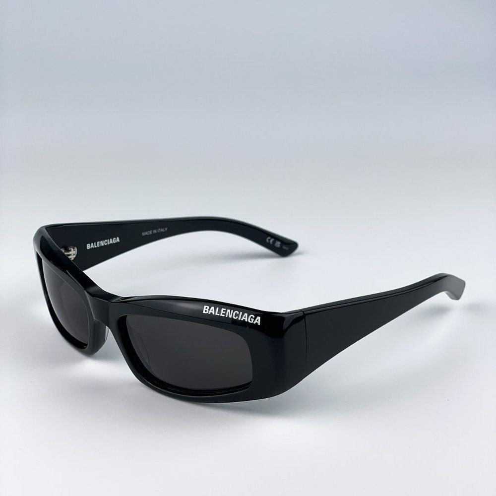 Balenciaga BB0266S 001 Sunglasses Black Grey Rectangle  Unisex - Picture 8 of 12